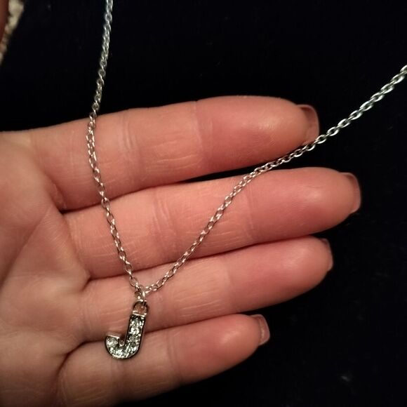 Silver Initial 'J' Pendant Necklace - Picture 6 of 6